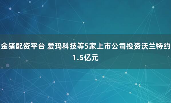 金猪配资平台 爱玛科技等5家上市公司投资沃兰特约1.5亿元